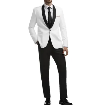 Slim Fit Fashion 2 Piece Мъжки костюми Официален бизнес Смокинг Господа Сватбен младоженец Правила Блейзър + Панталони