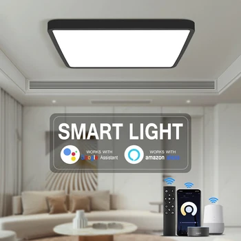 Smart Tuya WIFI LED плафониера APP контрол площад таван осветителни тела ултра тънък Led таван панел светлини за стая светлини