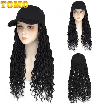 TOMO шапка перука за жени бейзболна шапка перука с къдрава изкуствена locs коса разширения перука синтетични плетене на една кука коса регулируема перука
