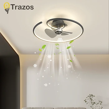 TRAZOS 450MM Димируем вентилатор на тавана със светлини Дистанционно управление Модерна спалня Кръгъл таван Вентилаторна лампа Трапезарии LED вентилатор