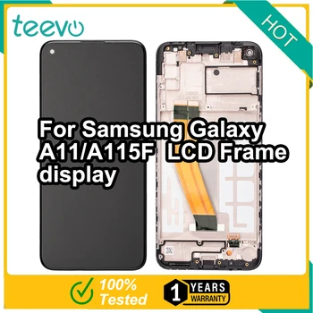 Teevo LCD за Samsung Galaxy A11 / A115F екран дисплей & сензорен екран дигитайзер с рамка (малка стъклена версия) черен