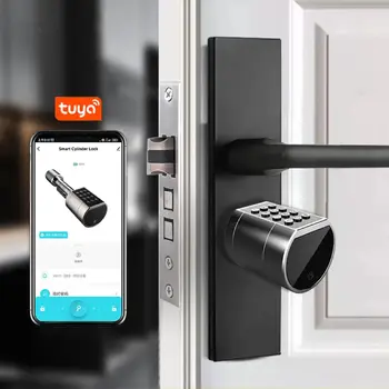 Topteq Електронен дизайн Европейски пазар Tuya Ttlock App Контрол на достъпа Интелигентен цилиндър врата заключване за дома апартамент