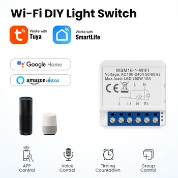 Tuya WiFi Zigbee Интелигентен светлинен превключвател модул Без неутрален проводник 1/2/3/4gang 2Way Control Mini DIY прекъсвач Via Alexa Google Home Алис