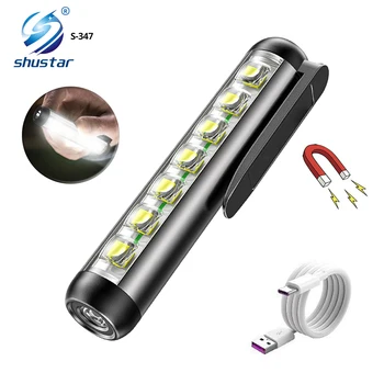 USB акумулаторно LED фенерче Мини работна светлина Професионална медицинска горелка с клип магнитен фенер, подходящ за лекари, Начало