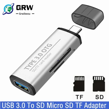 USB четец на карти 2 в 1 Тип C USB 3.0 към SD Micro SD TF адаптер за лаптоп телефон OTG четец на карти Интелигентна памет SD TF четец на карти