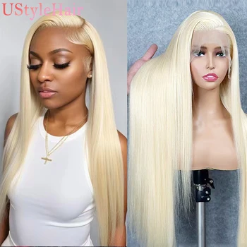 UStyleHair 613 Блондинка дълго копринено права перука за жени без лепило дантела предна перука ежедневно използва синтетична коса фронтална дантела перука