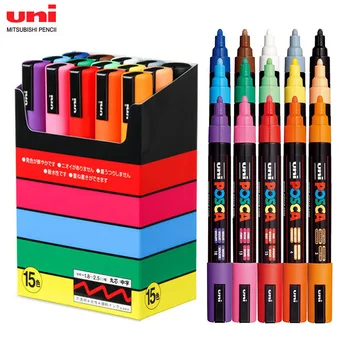 Uni 1pc Paint Markers Plumones Colores Posca PC-1M/3M/5M 예술용품 Mercaderes Highlighter for School Stationery Acrylic Graffitti