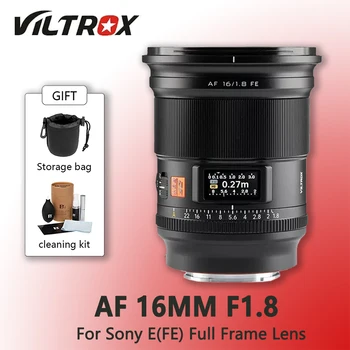 VILTROX 16mm F1.8 Sony E обектив с пълен кадър с голяма бленда Ултраширокоъгълен обектив с автоматичен фокус с екран за обектив на фотоапарата Sony Mount
