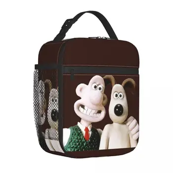 Wallace Man Gromit Dog Taking Selfie Изолиран обяд чанта охладител чанта обяд контейнер обяд кутия Tote Bento торбичка колеж на открито
