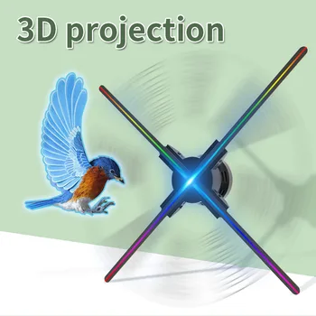 Wifi 3D холограмен вентилаторен проектор 56cm 672 LED рекламен дисплей знак холографска лампа картина видео плейър дистанционно