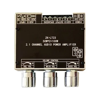 ZK-LT23 5.1Bluetooth усилвател на мощност 50W 2.1Channel усилвател съвет със защита от късо съединение за звукова кутия