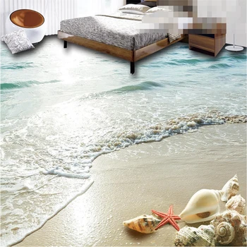beibehang стикер 3D етаж баня стенопис HD океан плаж черупка морска звезда нехлъзгаща се водоустойчива удебелена самозалепваща се PVC живопис