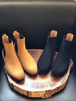 cie велур Челси обувка теле кожа ръчно изработени кожени подметка глезена ботуши цветове могат да бъдат променени, както искате MA12