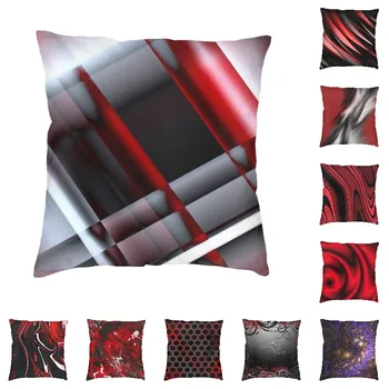 Абстрактна геометрия Червено и бяло модерно хвърляне възглавница покритие хол декорация сюрреалистични модели диван възглавница случай