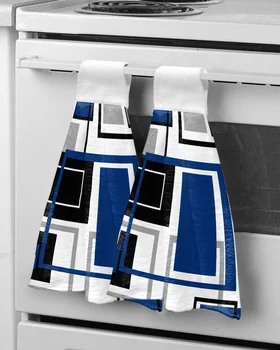 Абстрактно Геометрия Квадрати Модерно изкуство Синя кърпа за ръце Избършете кърпи за съдове Висяща абсорбираща кърпа Кухненски инструменти Аксесоари за баня