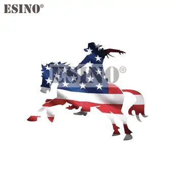 Автомобилен стайлинг Creative САЩ Америка национален флаг рицар кон ездач карикатура PVC дърворезба водоустойчив кола тялото стикер модел винил