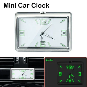 Автомобилен часовник Светещи автомобили Вътрешен стик-он мини цифров часовник механика кварцови часовници авто орнамент аксесоари за кола