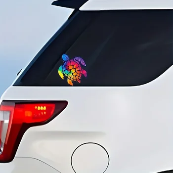 Автомобилни аксесоари Sticke r1pc Уникален Rainbow Turtle Reflective Vinyl S - Перфектен за прозорци на камиони и лаптопи!  Аксесоари
