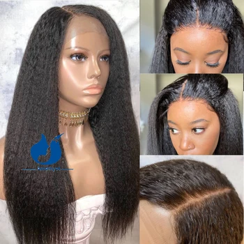 Аметист бразилски извратен прав 13x4 дантела фронт човешка коса перука за жени 5.5x4.5PU коприна база дантела затваряне перука естествен черен