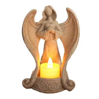 Ангелски крила Електронна светлина за свещи Безпламъчна Led Candle Tea Light Ангелски фигурки за подаръци за съчувствие Декорации за дома