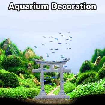 Артистични аквариумни скулптури Японски Шинто Torii Gate Fish Tank Украшение Миниатюрен храм Модел за пейзаж Япония стил