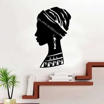 Африканска жена винил стена ваденки етнически стил стая изкуство стена стикери африкански племенен стил стенопис Начало мода изкуство декорация Fz02