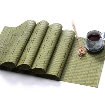 Бамбукови вени Tableflag нов PVC мащабируема покривка износване устойчиви плътен цвят прибори за хранене мат маса