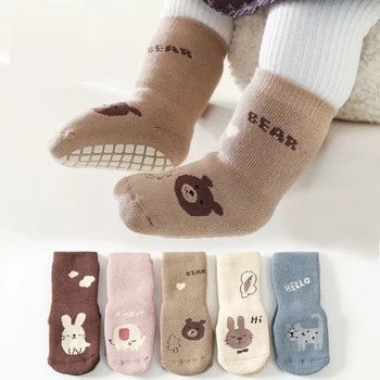 Бебешка есен и зима хавлиени удебелени нехлъзгащи се чорапи за малки деца новородени деца клас А чорап