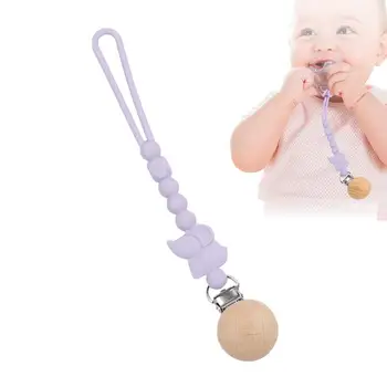 Бебешки биберон клипове Слон дърво манекен зърното притежателя клип верига силиконови чесалки новородено никнене на зъби играчки