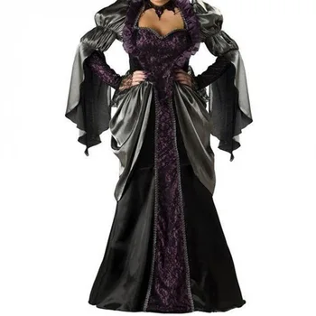 Безплатна доставка Гореща продажба Нова мода за Хелоуин Fancy Възрастен Секси елегантна рокля Cosplay костюми Evil Devil Queen Vampire дълга рокля