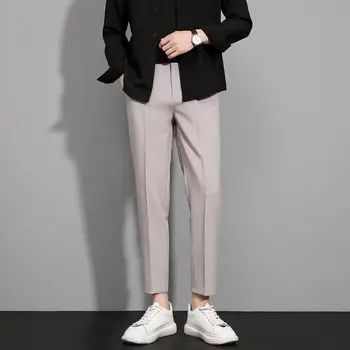 Бизнес ежедневни панталони мъжки корейски мода пролет тънък класически нетактичност панталони диви реколта елегантни панталони висока талия Y420