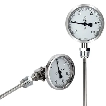 Биметален термометър с далеч разпространен антикорозионен удароустойчив котел от неръждаема стомана високотемпературен индустриален термометър