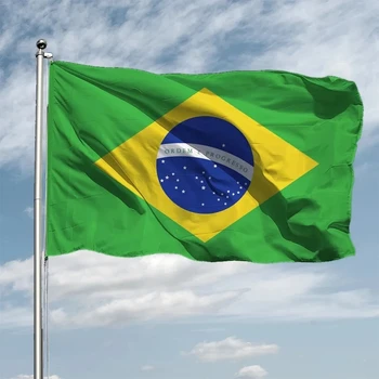 Бразилия 3Ftx5Ft флаг бразилски футбол мажоретка флаг 90x150CM потребителски супер-поли вътрешен / външен декор национален флаг банер