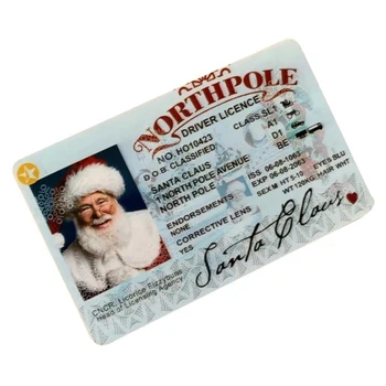 Бъдни вечер шофьорска книжка микро печат трайни Дядо Коледа полет лиценз карта подпис Коледа играчки парти консумативи