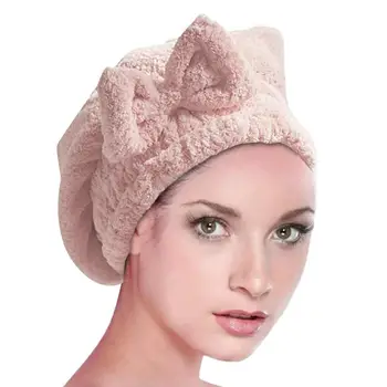 Бързо сушене на коса кърпа за баня Spa Bowknot обвивам кърпа капачка аксесоари за баня боне за жени дизайнер душ шапка