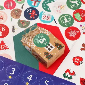 Весела Коледа подарък стикери Адвент календар номер хартия стикери многофункционални DIY подарък опаковки етикети декор