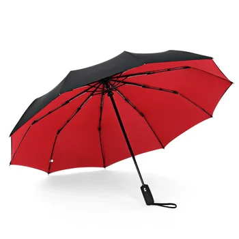 Ветроупорен двуслоен устойчив чадър Напълно автоматичен дъжд Мъже Жени 10K Силен луксозен бизнес Мъжки Големи чадъри Чадър
