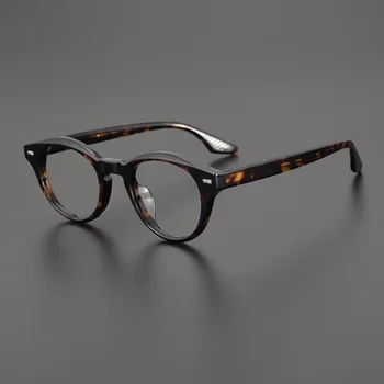 Висококачествени ретро рамки Мъжки и дамски овални ацетатни оптични рамки Light луксозна марка произвежда късогледство диоптрични очила