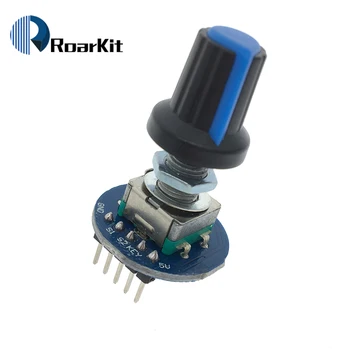 Въртящ се потенциометър Капачка на копчето Цифров контролен модул Ротационен енкодер Контролер Превключвател 5V Diy Kit EC11 За Arduino PCB съвет