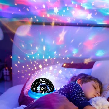 Въртящ се проектор за нощна светлина Въртящо се звездно небе Звездни деца Детски сън Sky Master Романтична лампа за прожектиране на лампа