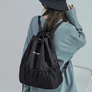 Големи преносими жени мъже шнур раница лек Waaterproof пътуване daypack сгъваема спортна пазарска чанта