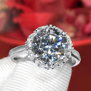 Големи регулируеми пръстени имитират големи за жените сватбени бижута глоба парти годежни подаръци кристал лукс