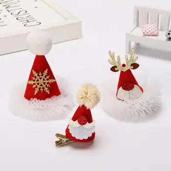 Гореща коледна серия възрастни деца щипка за коса Дядо Коледа еленов рог фиба щипка коледна шапка подарък сладък щипка за коса Аксесоари