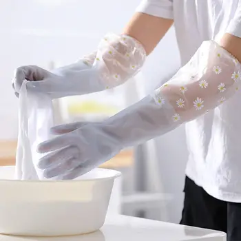 Гумени водоустойчиви трайни почистващи ръкавици Ръкавици за миене на съдове Кухненски чист инструмент Домакински скрубер