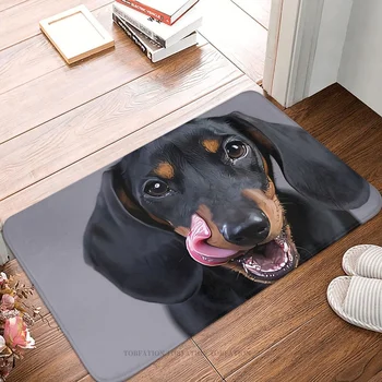 Дакел домашен любимец куче нехлъзгаща изтривалка смешно език баня кухня мат открит килим фланела модел декор