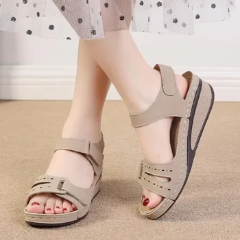 Дамска мода ежедневни сандали отворени пръсти летни сандали реколта клин чехли платформа сандали