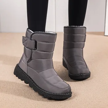 Дамски ботуш супер топли зимни ботуши нехлъзгащи се ботуши за сняг водоустойчиви ботас кожа Bota Feminina къси обувки женски ежедневни обувки 36-43