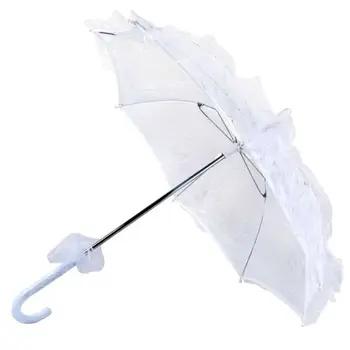 Дамски западен стил Hollow Out флорални дантела чадър сватба булчински ръчно отваряне Fleur чадър къдри подстригване романтични подпори