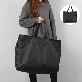 Дамски пазарски чанти плътен цвят цип голям капацитет хранителни мъкна миещи се за многократна употреба прости външни тежкотоварни нови модни чанти