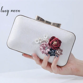 Дамски цвете съединител чанта елегантен вечерна чанта луксозен дизайн сватбено тържество чанта и чанта малка чанта рамо ZD1906